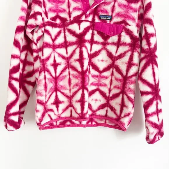 PATAGONIA Snap T Synchilla Pullover Pink Diamond Shibori Tie Dye Small S - Picture 4 of 8
